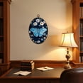 thumbnail image 4 of Canvas Wall Art Blue Butterfly Boho Floral Botanical Aesthetic Teal White Daisies Oval Framed Canvas Prints Vintage Wall Hanging Decor for Home Office Nursery Family Gift 8.6"x11.4", 4 of 7