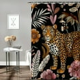 thumbnail image 2 of Orinice  Leopard Palm Leaves Shower Curtain African Wild Animal Cheetah Tropical Leaf Jungle Leopard Tiger Pink Fabric Bathroom Curtain Sets with Hooks 69x72, 2 of 7