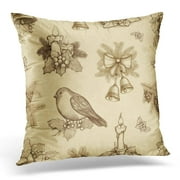 ARHOME Drawing Vintage Christmas Pattern Antique Throw Pillow Case Pillow Cover Sofa Home Decor 16x16 Inches