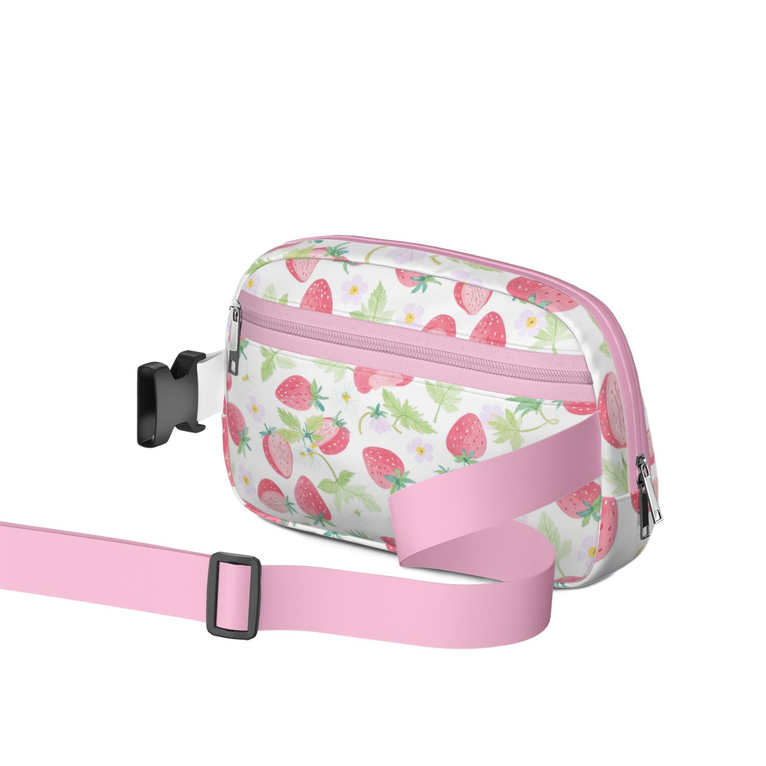 Crossbody Belt Bag Strawberry Fruit Fashion Belt Bag Small Cross Body Bags for Women Casual Waist Packs with Adjustable Strap Waterproof Belt Bag for Workout Running Travelling