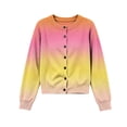 thumbnail image 4 of Cethrio Girls Knitted Cardigans Size 7-8 Years, Long Sleeve Button Front Fall Winter Gradient Color Fall Winter Sweater Watermelon Red, 4 of 5
