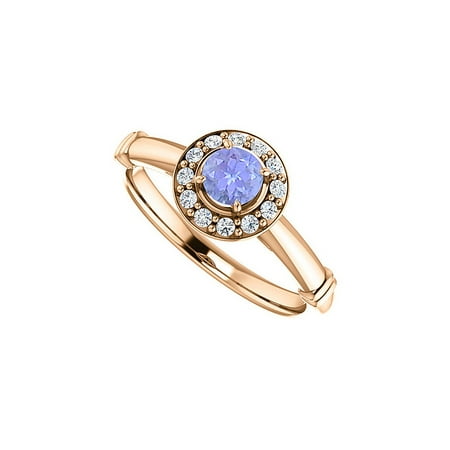 .75 ct. t.w. Tanzanite CZ Halo Ring in 14K Rose