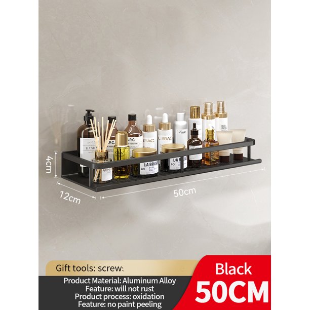 Estantes de aluminio para baño de 50CM/60CM, soporte de almacenamiento para maquillaje y champú, organizador de cocina, estante montado en la pared, acceso