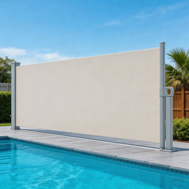 DSstyles 71'' x 138'' Retractable Side Awning, Awning Sunshine Privacy Divider Wind Screen, Rust-Proof Privacy Screen Outdoor for Patio Pool Deck Backyard