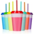 thumbnail image 7 of Triani 12 oz Kids Tumbler Set, 7 Pack – Plastic Kids Cups with Straws and Lids – Dishwasher Safe, BPA Free – An Ideal Toddler Cup for Smoothies, 7 of 7