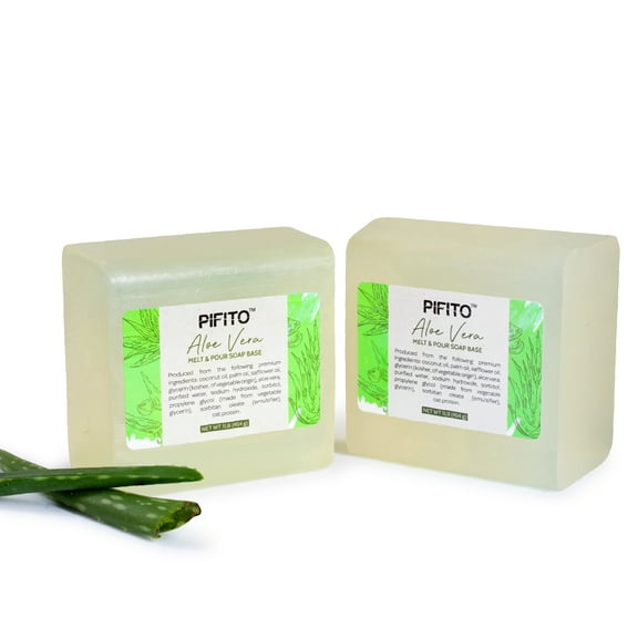 Pifito Aloe Vera Melt and Pour Soap Base (2 lb) │ Premium 100% Natural Glycerin Soap Base │ Luxurious Soap Making Supplies