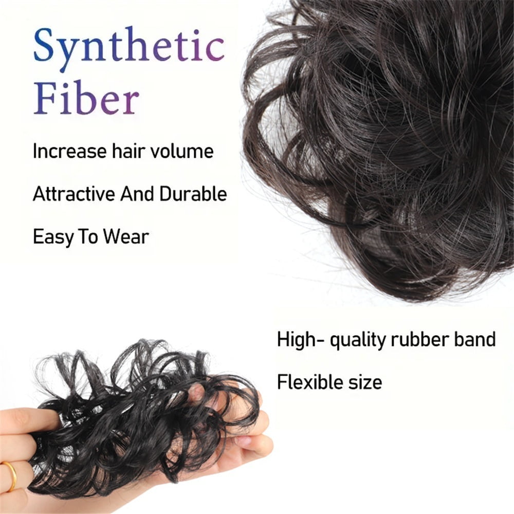 Messy Bun Hair Piece Elastic Band Wavy Curly Hair Bun Scrunchies Extensions Synthetic Chignon