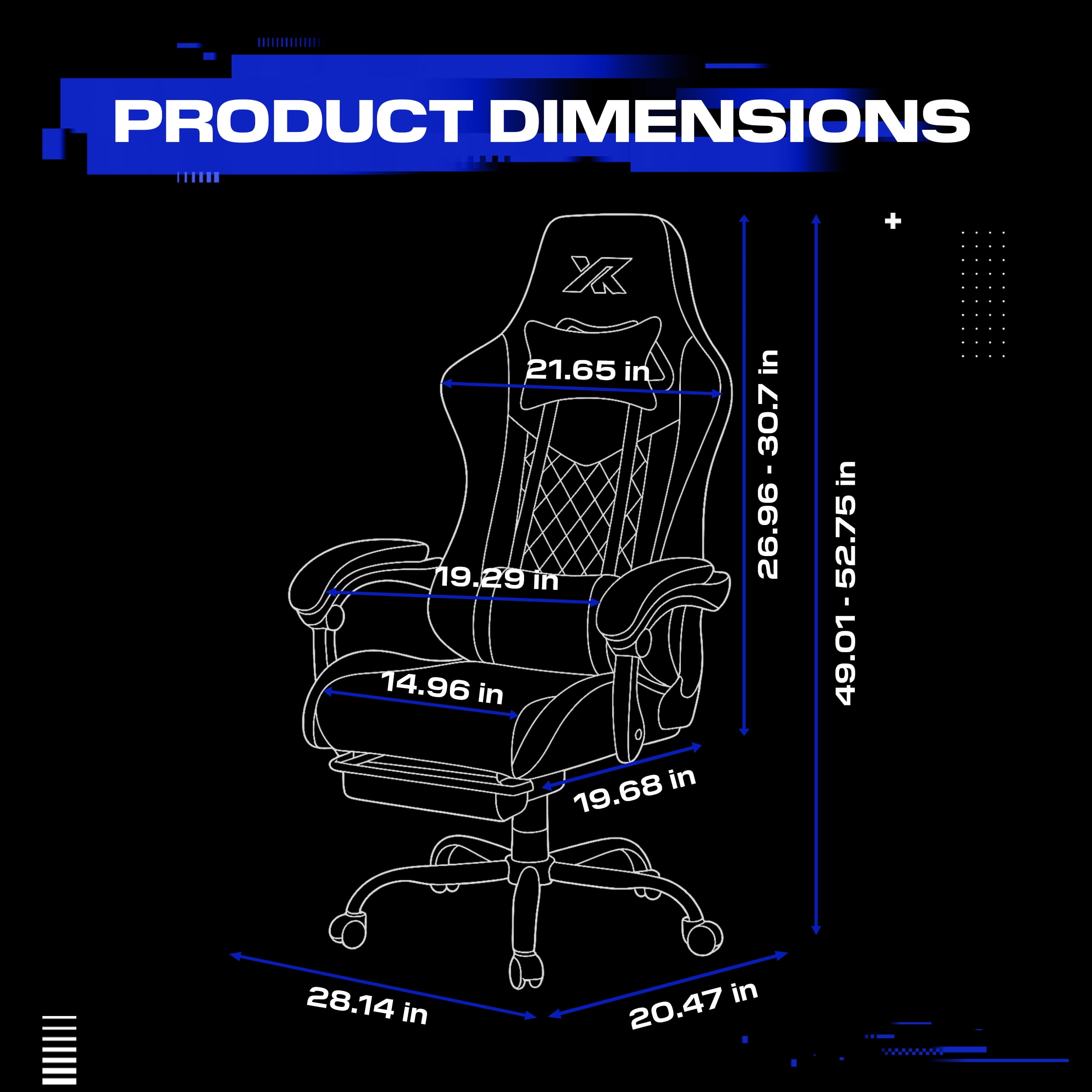 X Rocker Apex PC Gaming Chair with Massage Function and Footrest, Blue