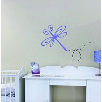 Dragonfly Girls Room Décor Vinyl Decals Wall Shape Stickers Wall Art 2-color Purple-Black
