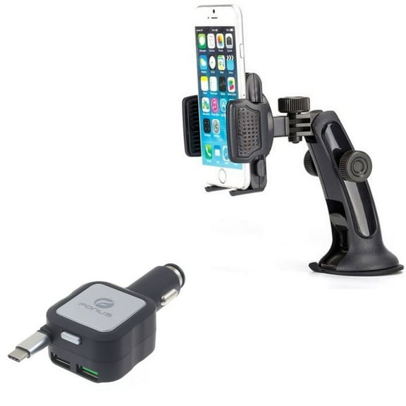 Dash Car Mount w Retractable Car Charger for Google Pixel 6/Pro - Windshield Air Vent Holder, 4.8Amp Type-C 2-Port USB P5P Compatible With Google Pixel 6/Pro