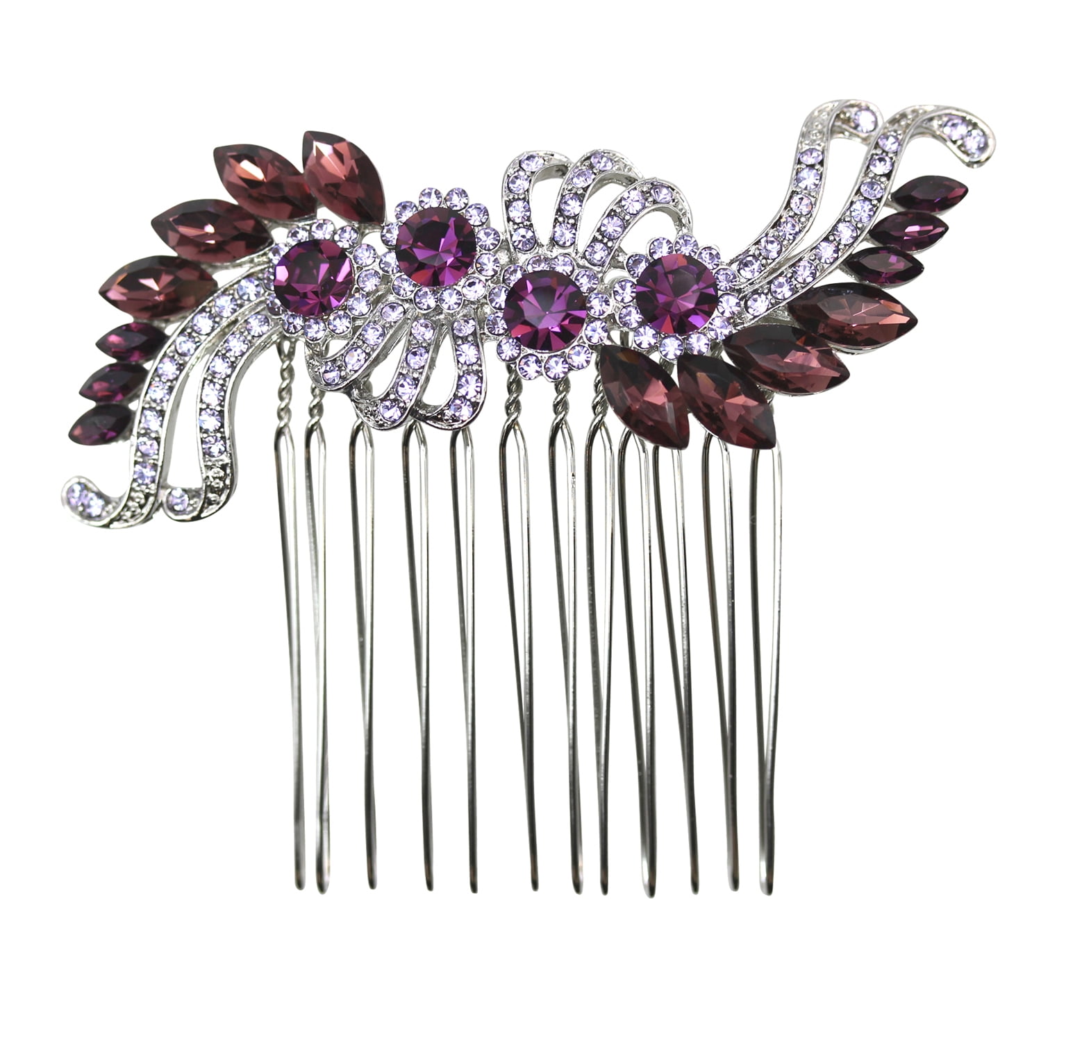 Faship Gorgeous Purple Crystal Floral Hair Comb - Purple - Walmart.com