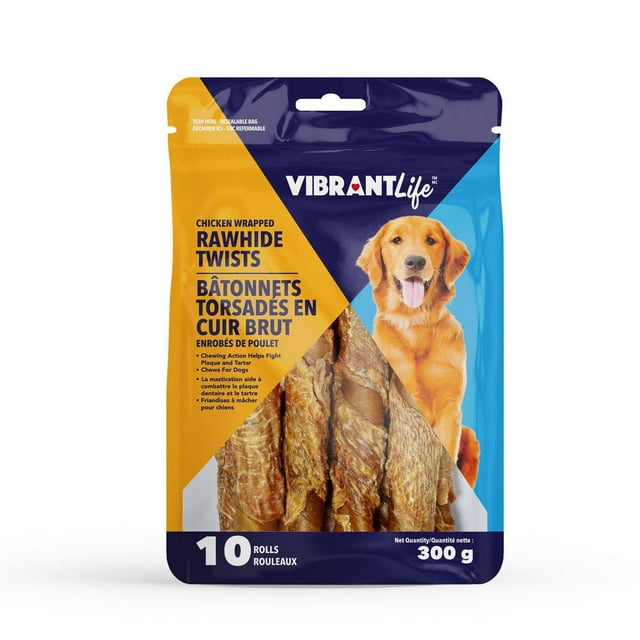 VibrantLife Chicken Wrapped Rawhide Twists Chews for Dogs