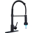 thumbnail image 1 of LED Negro cepillado Palanca única Grifo de cocina 360° Gire Arco alto Mezclador de agua caliente y fría Grifos comerciales Mezclador de fregadero de para uso doméstico con rociador extraíble, 1 of 7