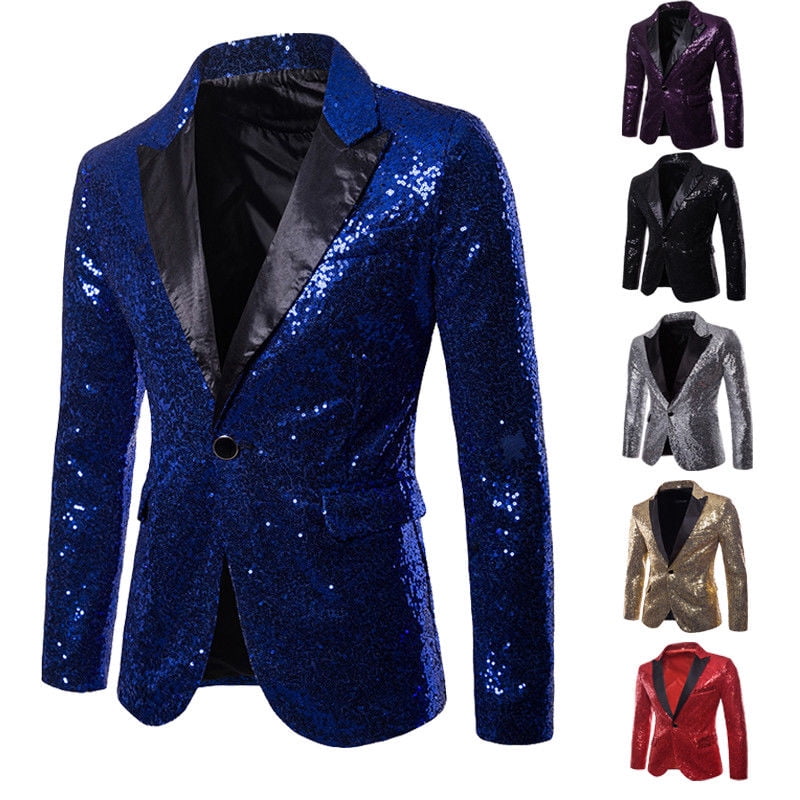 blue sequin suit jacket