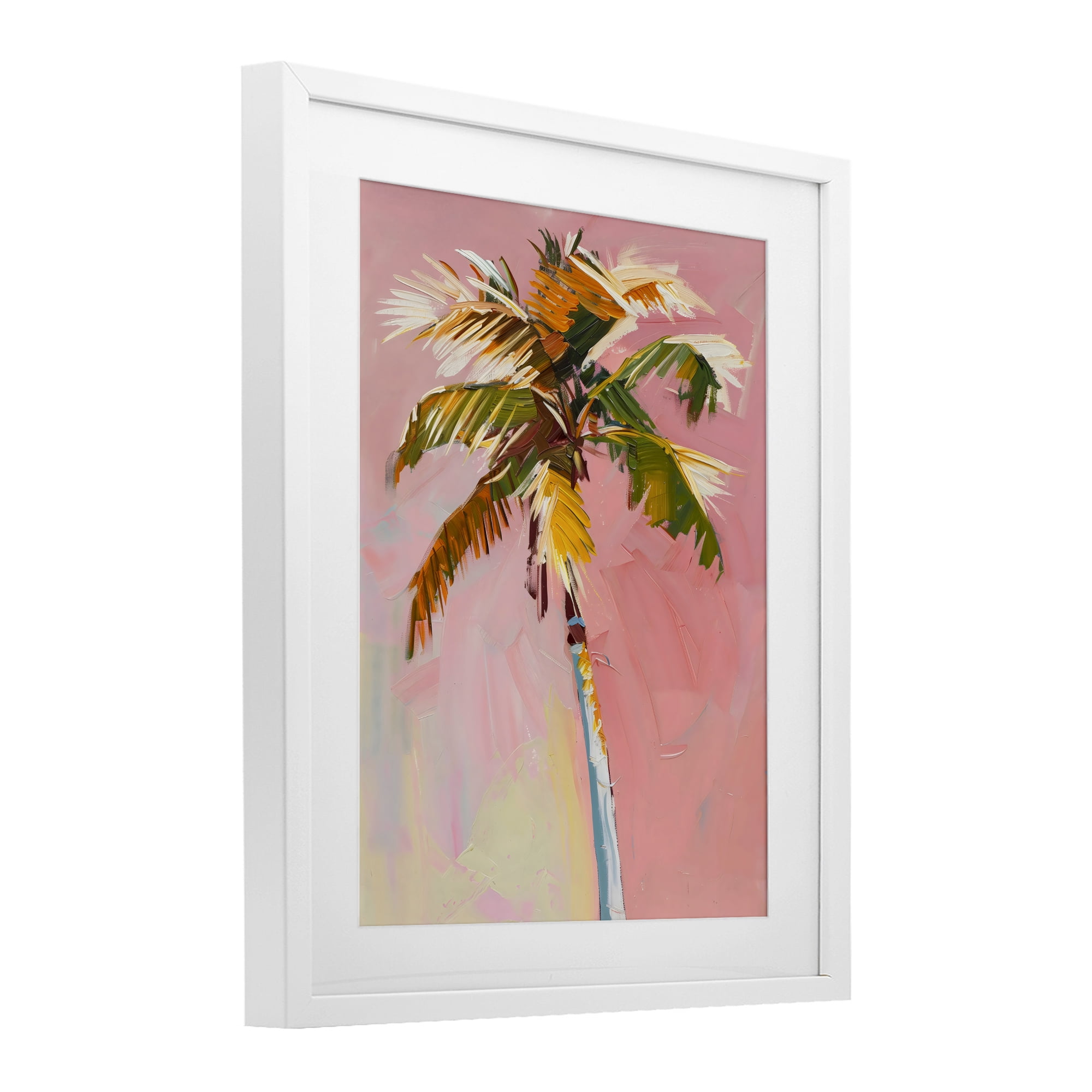 Stupell Industries Pink Palm Summer Oasis White Framed Print Under Glass, design by The Prints Vibe