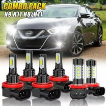 For 2016 2017 2018 Nissan Maxima LED Headlight High Low Beam Fog Light Bulbs Kit 6000K Pure White 6x