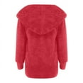 thumbnail image 4 of SDNall Women'S Fleece Jackets & Coats Solid Color Casual Plush Cardigan Long Sleeve Pockets Coat Tops Fleece Cardigans for Women (Red, Sizes S-XXXXXL), 4 of 9