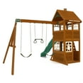 thumbnail image 2 of KidKraft Kennedy Springs Wooden Outdoor Swing Set with Slide and Rock Wall, 2 of 11