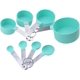 thumbnail image 2 of Juego de tazas y cucharas medidoras apilables de plástico verde, 4 tazas, 4 cucharas, con mango de acero inoxidable para cocinar y hornear, 2 of 2