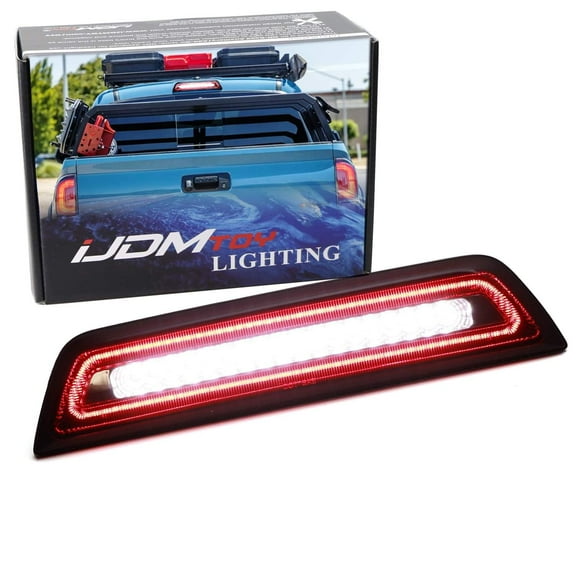 Dark Red Lens F1 Style Strobe Featured LED High Mount Third Brake/Clearance Light Assembly For 2016-23 Toyota Tacoma 4-Door Double Cab