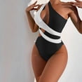 thumbnail image 2 of Sngxgn Women V Neck Swimsuits Tummy Control Ruched Swimwear Halter Bathing Suit(Black,XL), 2 of 4
