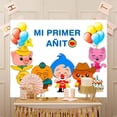 thumbnail image 4 of Decoración de pancarta de mesa de dibujos animados, telón de fondo Plim para fiesta de primer cumpleaños de niños, fotografía de cerdo de dibujos animados, Fondo de vinilo arcoíris, 4 of 4