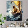 thumbnail image 4 of Qisvanset 12x16 Inch With Frame 2D Flat Wall Art Jesus On Boat Storm Biblical Scene Home Wall Art Print, 4 of 8