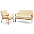 thumbnail image 1 of Gymax Modern Living Room Sofa Set w/ Loveseat Sofa Couch & Accent Armchair Yellow Floral, 1 of 10