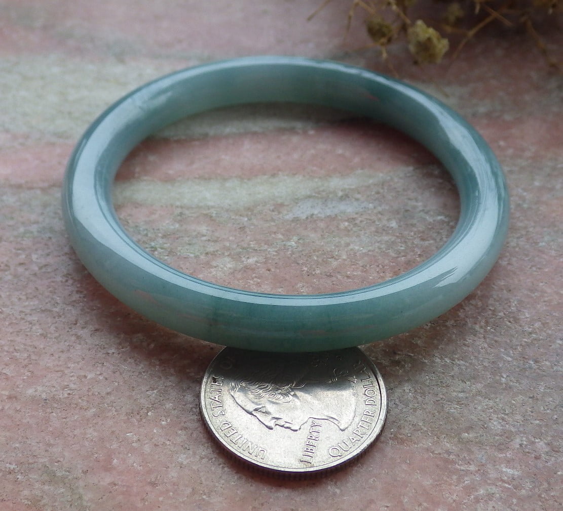 Certified Icy Green Pale Lavender Burma 100% Natural A JADE Jadeite Circle Bangle Bracelet 53 mm 662053 TN