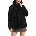 thumbnail image 4 of Women's Faux Fur Coat Lapel Warm Overcoat with Pockets Winter Fluffy Jackets L Black, 4 of 6