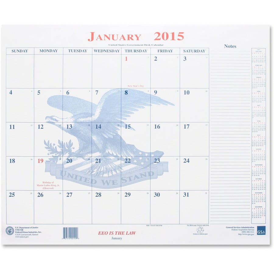 Unicor MonthataGlance Blotter Style Calendar
