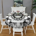 thumbnail image 2 of Black White Tie Dye Mandala Pattern Round Tablecloth 60"x60",Wrinkle Wipeable Table Cloth for Kitchen Dining Room Picnic Patio Party, 2 of 6