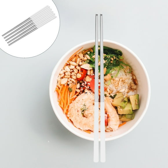 FUEENIRVA 5 Pares De Metal Chopsticks Reutilizables Ligero Y Portátil Para Comidas Y Picnic