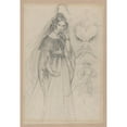 thumbnail image 2 of Theodor Richard Edward von Holst 14x18 Gold Ornate Wood Frame and Double Matted Museum Art Print Titled - A Femme Fatale, Male Face and Man from Behind (1836-44), 2 of 4