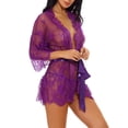 thumbnail image 3 of Mujeres Kimono Camisón Lencería de encaje Bata Sexy Malla de dormir, XXL, Morado Yuarrent XX000064-27, 3 of 7