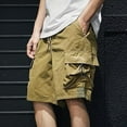 thumbnail image 3 of Mens Cargo Shorts Shorts Men Athletic Work Short Pants Y2k Sweat Shorts Mens Chino Cotton Shorts Drawstring High Waisted Elastic Gym Shorts Men Summer Beach Shorts with Multi-Pockets, 3 of 5