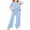 Blue, variant on Girls Pajamas Soft 2 Piece Pjs Sets Ruffle Short Sleeve Long Pants Sleepwear