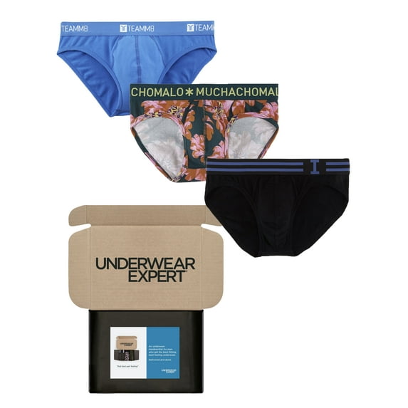 Underwear Expert Men's Briefs Curated Mystery Box, 3 Pairs