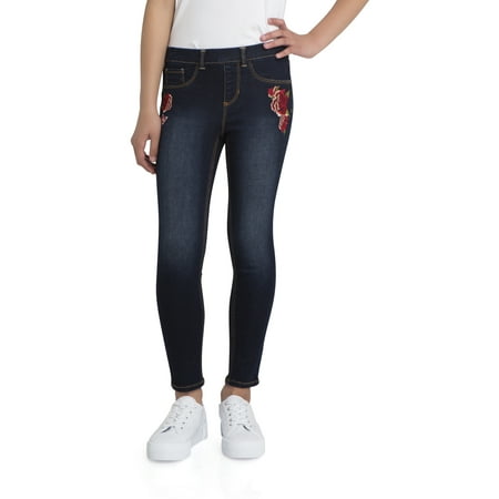 Peacock Embroidered Jean - Wonder Nation Embroidered Pull-On Jegging (Little Girls & Big Girls)