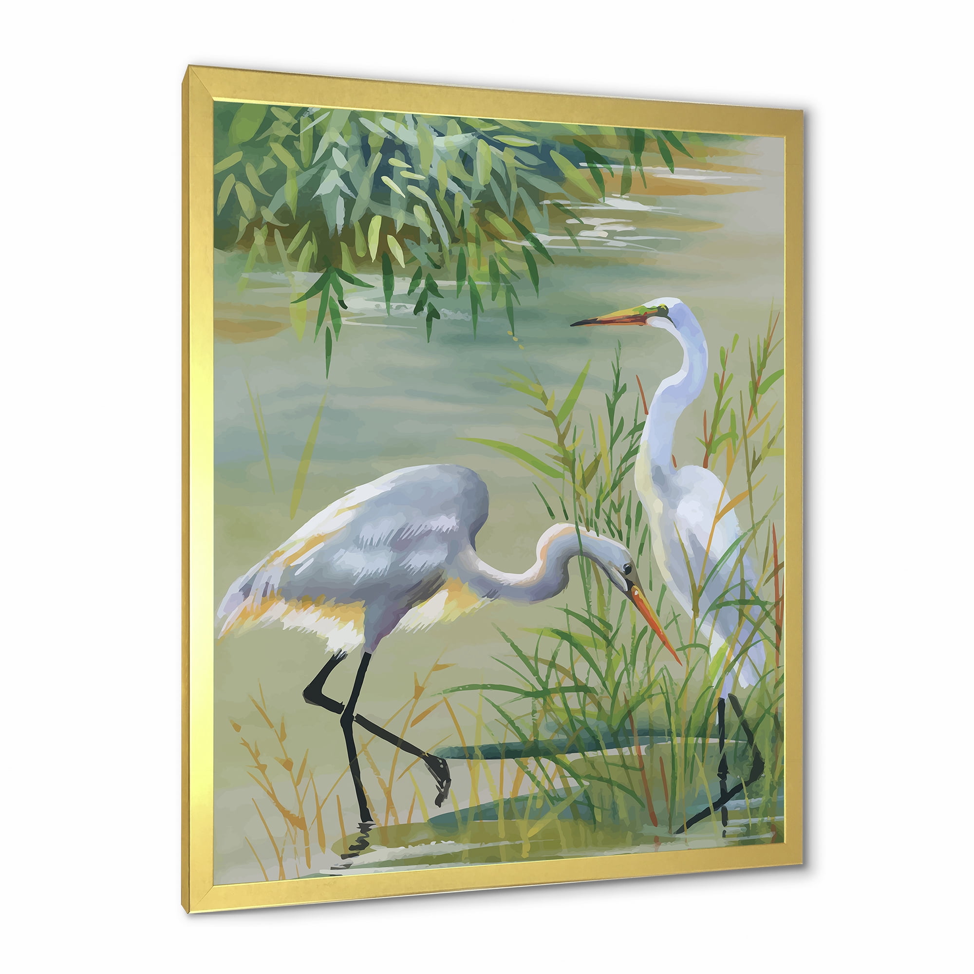Designart 'Portrait Of Heron Birds I' Traditional Framed Art Print