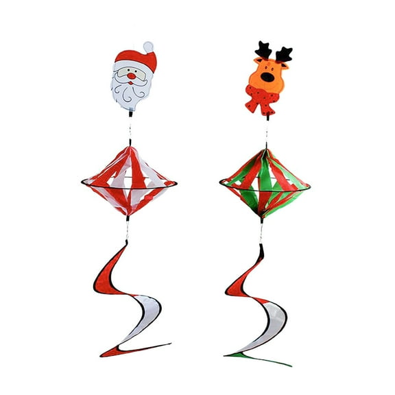 Raindrops Christmas Santa Claus Elk Hanging Curlie Windsock - Garden/Outdoor Decoration