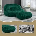 thumbnail image 3 of Bean Bag Sofa Chair, Cozy Floor Sofa with Ottoman, Bean Bag Chairs Accent Sofa Chair for Living Room Bedroom Apartment Gaming Reading Relaxing, Emerald, 3 of 8