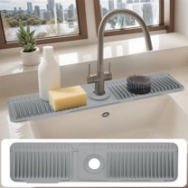 Unique Bargains Sink Splash Guard Mat with Adjustable Button Dark Gray 24.0*5.5*0.8 inch