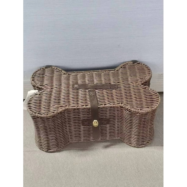 Cesta de almacenamiento de mimbre, organizador rústico de ratán con tapas para el hogar, la oficina, la cocina y el dormitorio, almacenamiento tejido multiusos