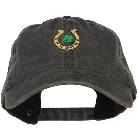 Lucky Irish Embroidered Washed Cotton Cap - Black OSFM