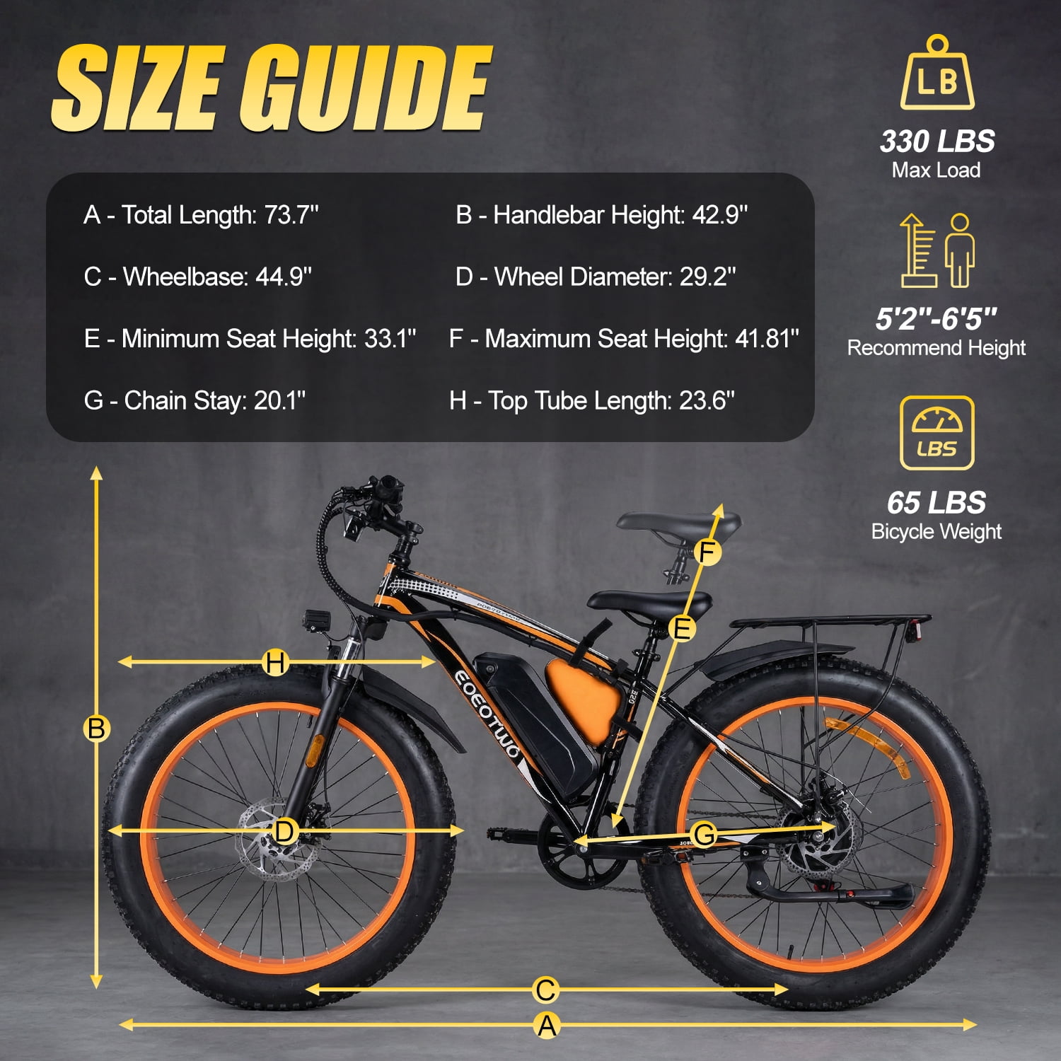 26" Fat Tire Electric Bike for Adults, 1500W Peak Motor, 48V 20Ah Battery Up to 80 Miles, 30MPH Top Speed, 7-Speed, Front Suspension, Rear Rack, All-Terrain Off-Road E-Bike
