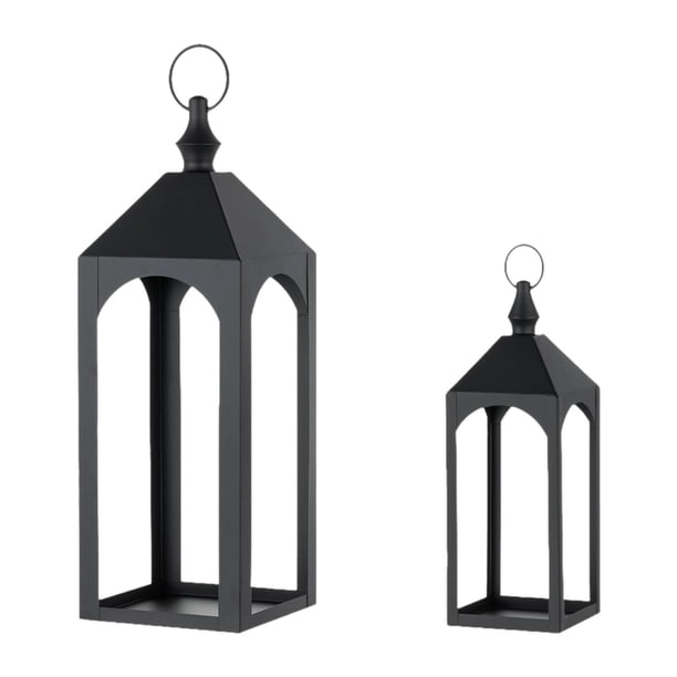 2 Piezas Portavelas Farol de Metal Soporte de Hierro para Velas Moderno Rústico Decorativo Adecuado para Sala Fiestas Chimenea y Decoración de