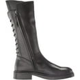 thumbnail image 6 of Sam Edelman Franka Black Rounded Toe Stacked Heel Mid-Calf Leather Fashion Boots (Black, 6), 6 of 6