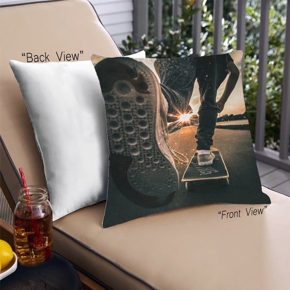 Ahgly Company Sports Skateboarding Outdoor Throw Pillow, 18 inch by 18 inch