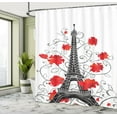 thumbnail image 5 of Ambesonne Eiffel Tower Shower Curtain, Romantic Paris Art, 69"Wx70"L, Vermilion Black and Grey, 5 of 5